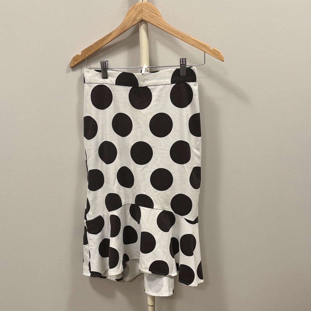 Anthropologie Black and White Polka Dot Pencil Skirt
